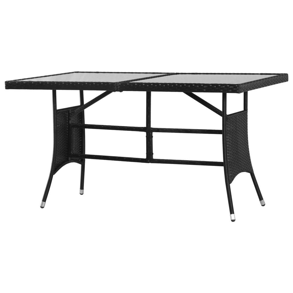 vidaXL fekete polyrattan kerti asztal 140 x 80 x 74 cm