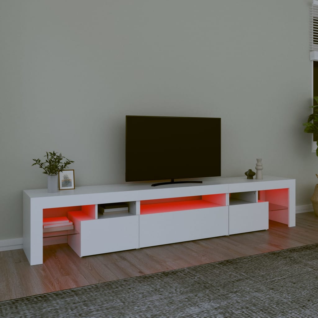 vidaXL fehér TV-szekrény LED-lámpákkal 215x36,5x40 cm