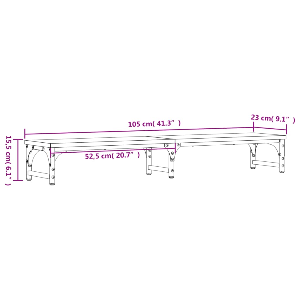 vidaXL szürke sonoma színű szerelt fa monitorállvány 105x23x15,5 cm