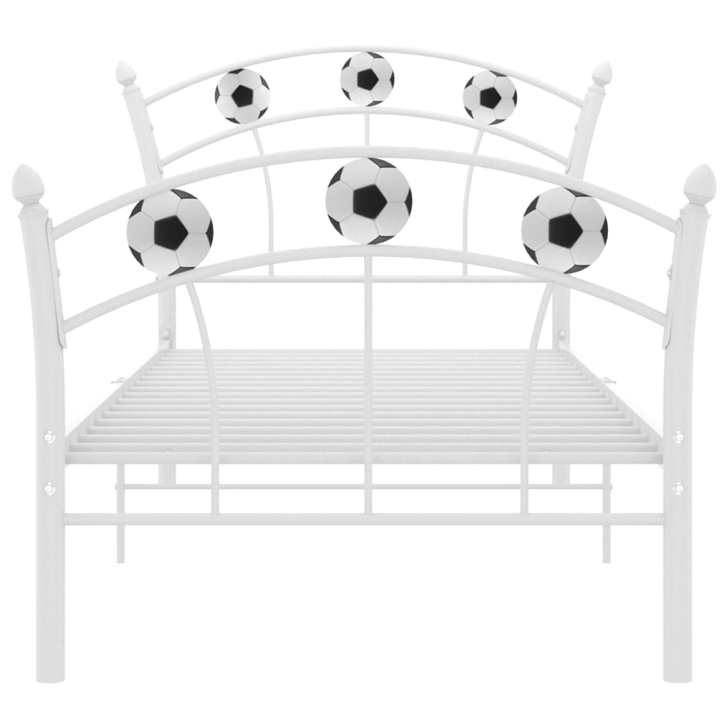 vidaXL fehér fém ágykeret focis dizájnnal 90 x 200 cm