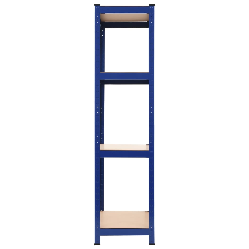vidaXL 4 szintes kék acél és szerelt fa tárolópolc