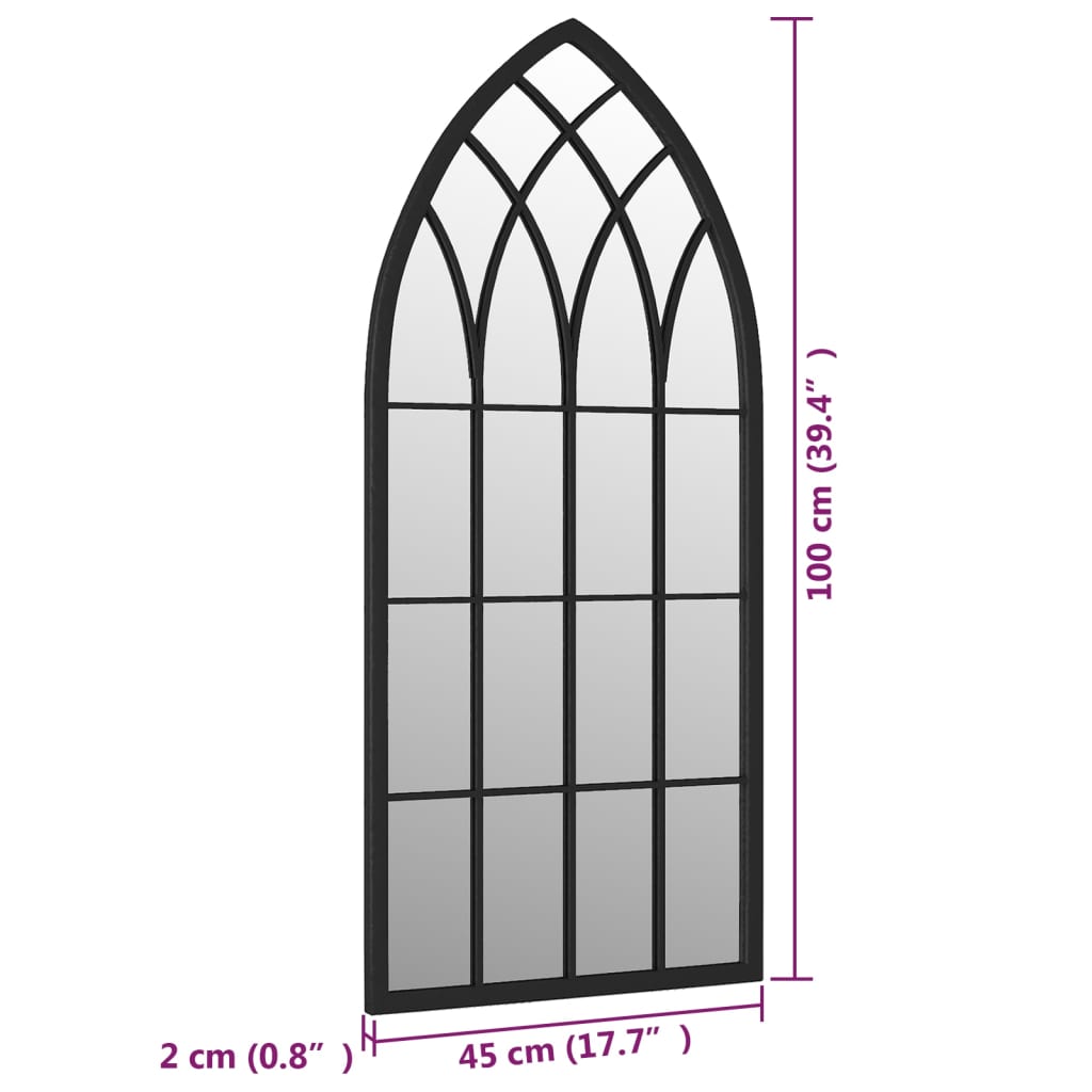 vidaXL fekete vas tükör beltéri használatra 100 x 45 cm