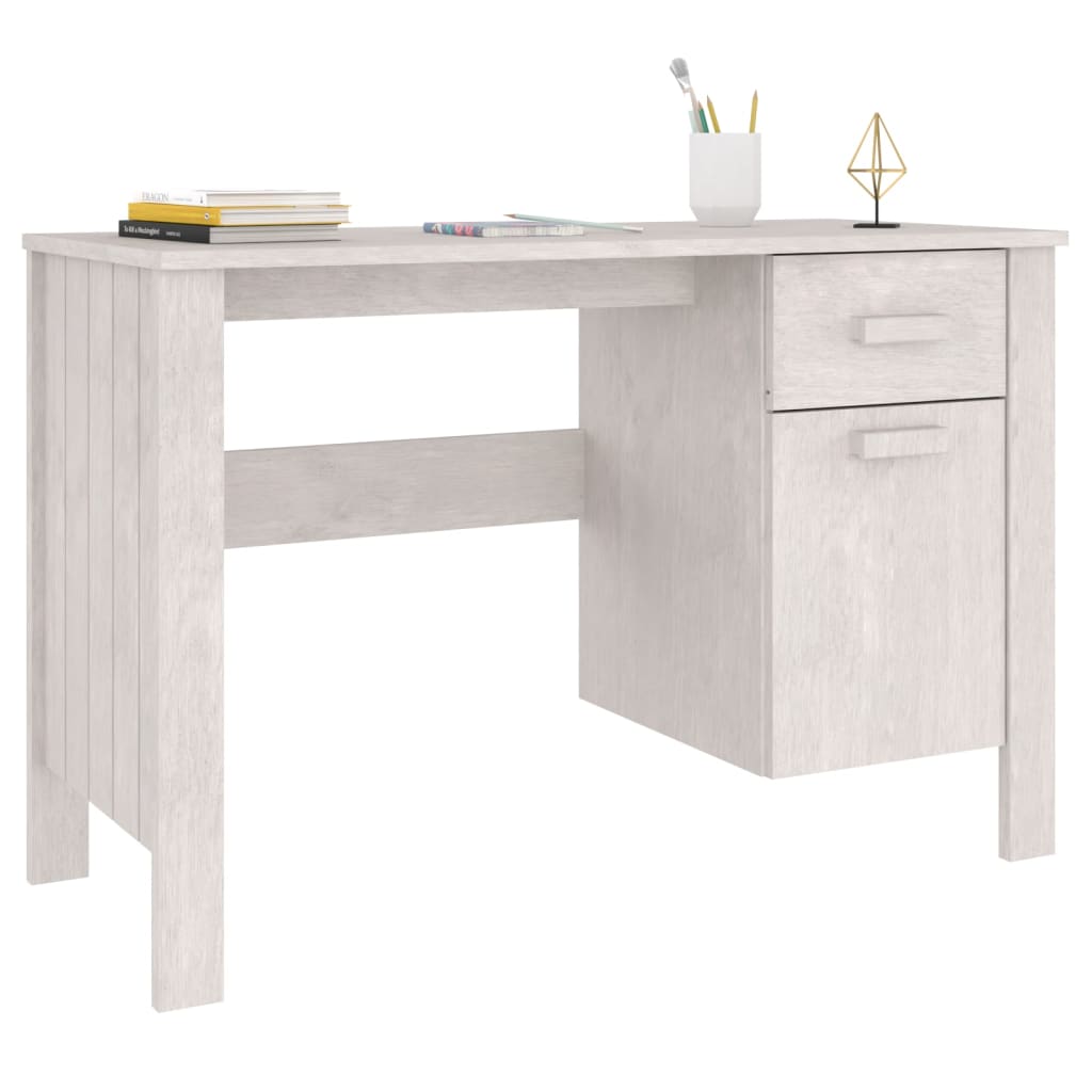 vidaXL HAMAR fehér tömör fenyőfa íróasztal 113 x 50 x 75 cm