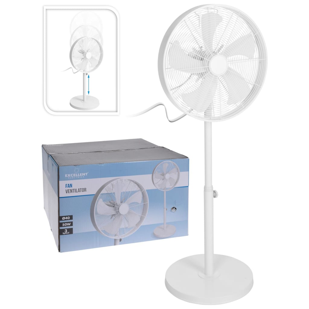 Excellent Electrics fehér álló ventilátor 50 W 40 cm