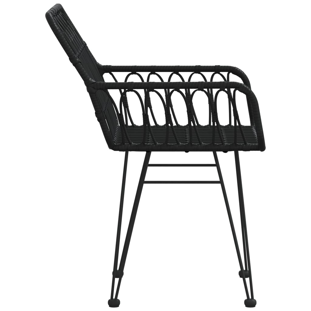 vidaXL 2 db fekete PE rattan karfás kerti szék 56 x 64 x 80 cm