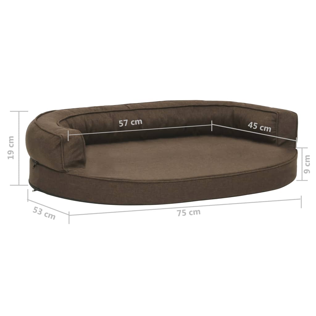 vidaXL barna ergonomikus vászonhatású kutyaágymatrac 75 x 53 cm