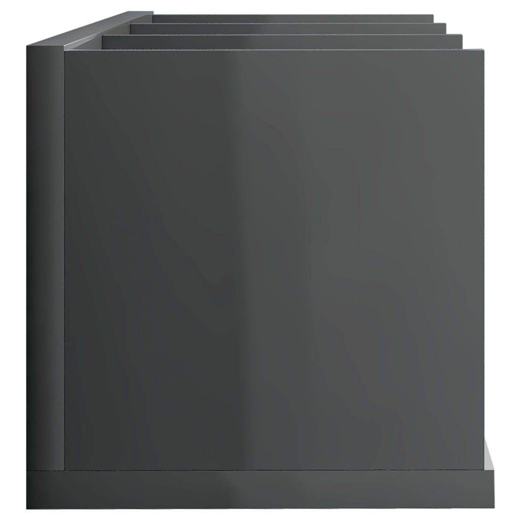 vidaXL szürke magasfényű forgácslap CD-tartó fali polc 75 x 18 x 18 cm