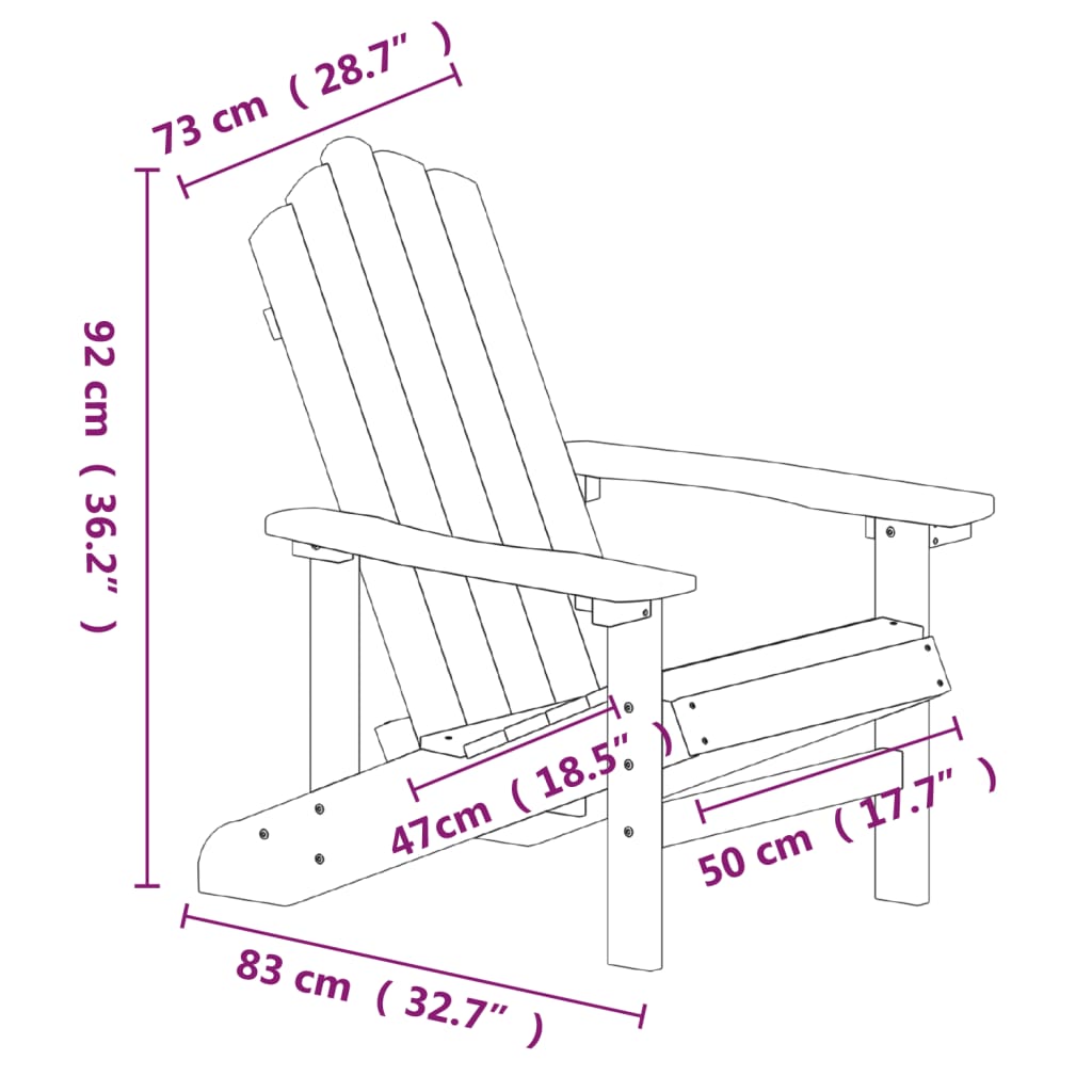 vidaXL 2 db antracitszürke HDPE kerti adirondack szék