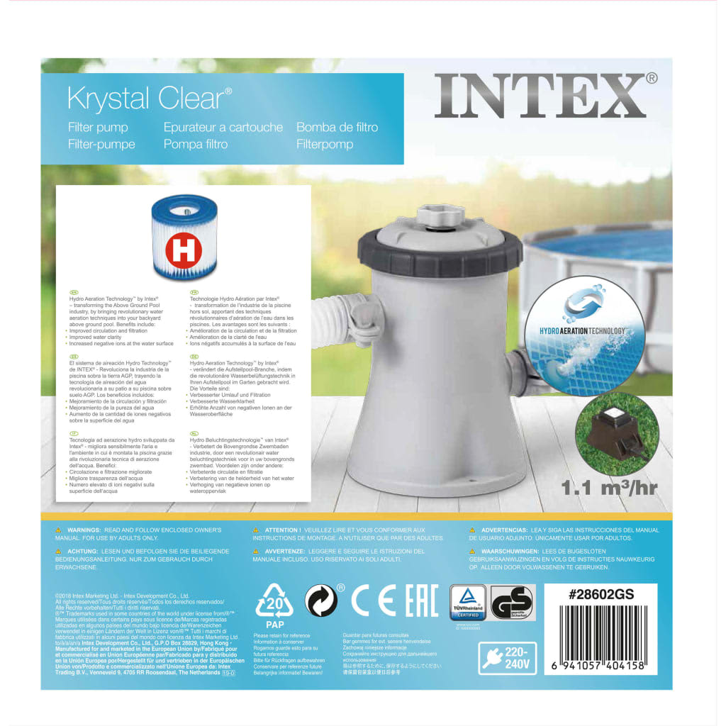 Intex 28602GS papírsz?r?s vízforgató szivattyú, 1250 liter/óra
