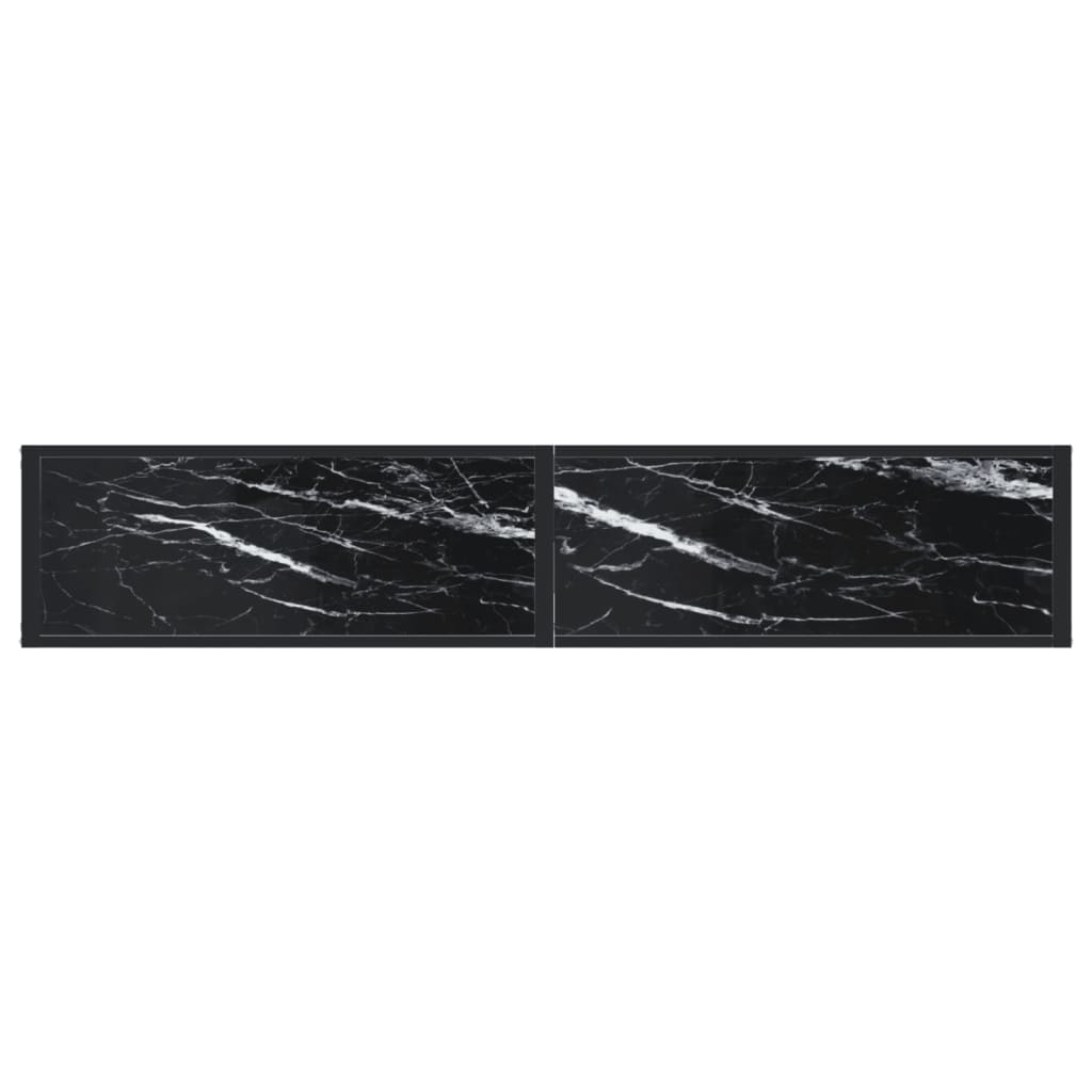 vidaXL fekete márványszínű edzett üveg tálalóasztal 180 x 35 x 75,5 cm