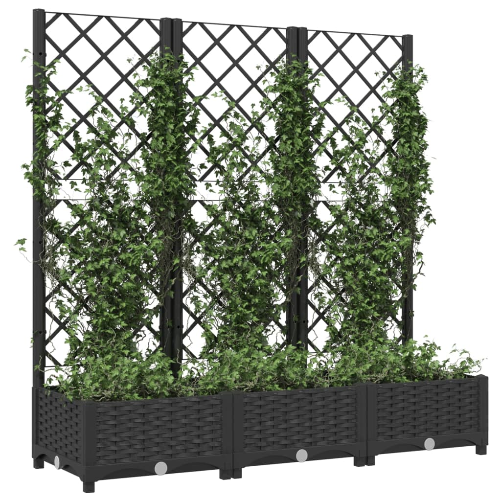 vidaXL fekete polipropilén rácsos kerti ültetőláda 120 x 40 x 121,5 cm