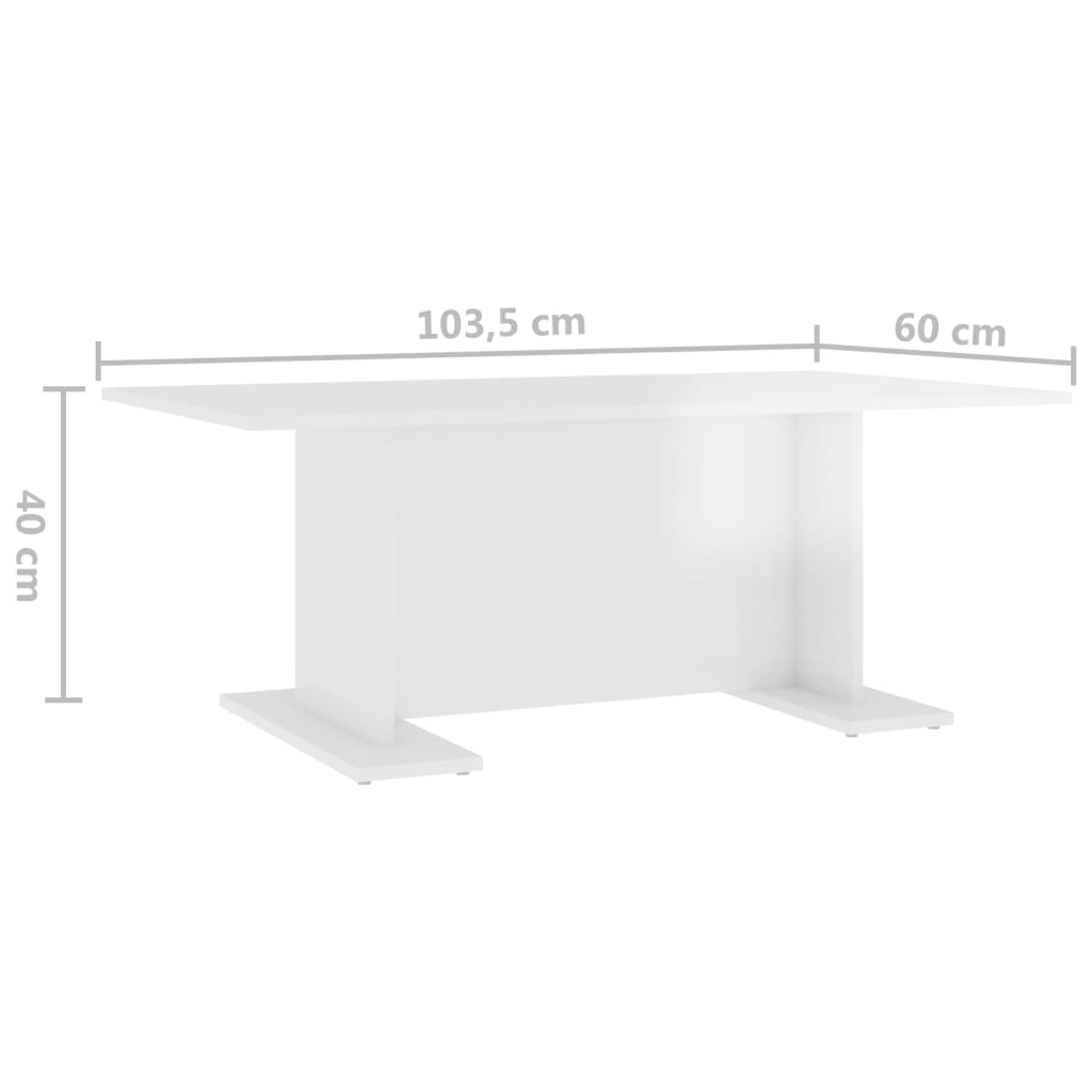 vidaXL magasfényű fehér forgácslap dohányzóasztal 103,5 x 60 x 40 cm