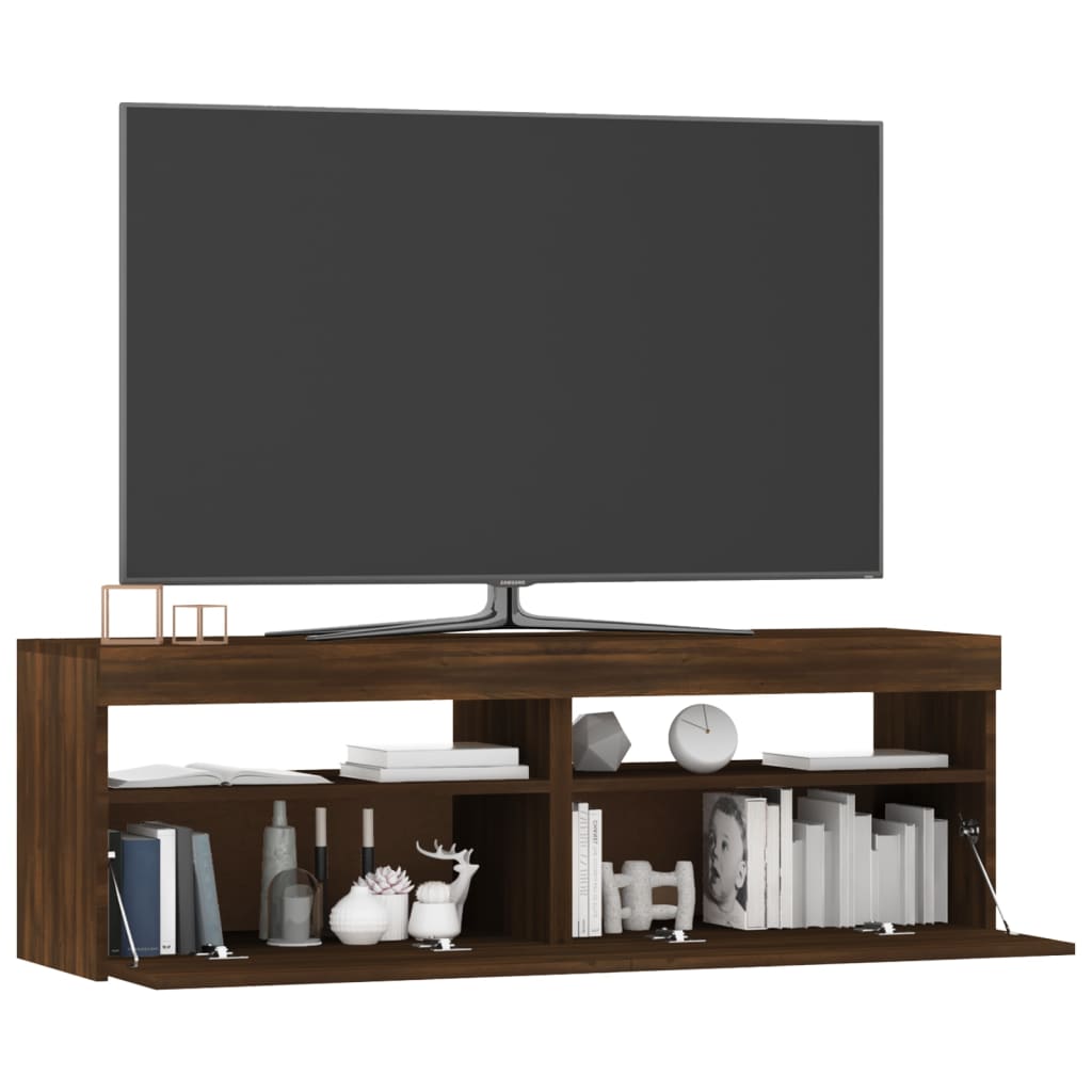 vidaXL barna tölgyszínű TV-szekrény LED-világítással 120 x 35 x 40 cm