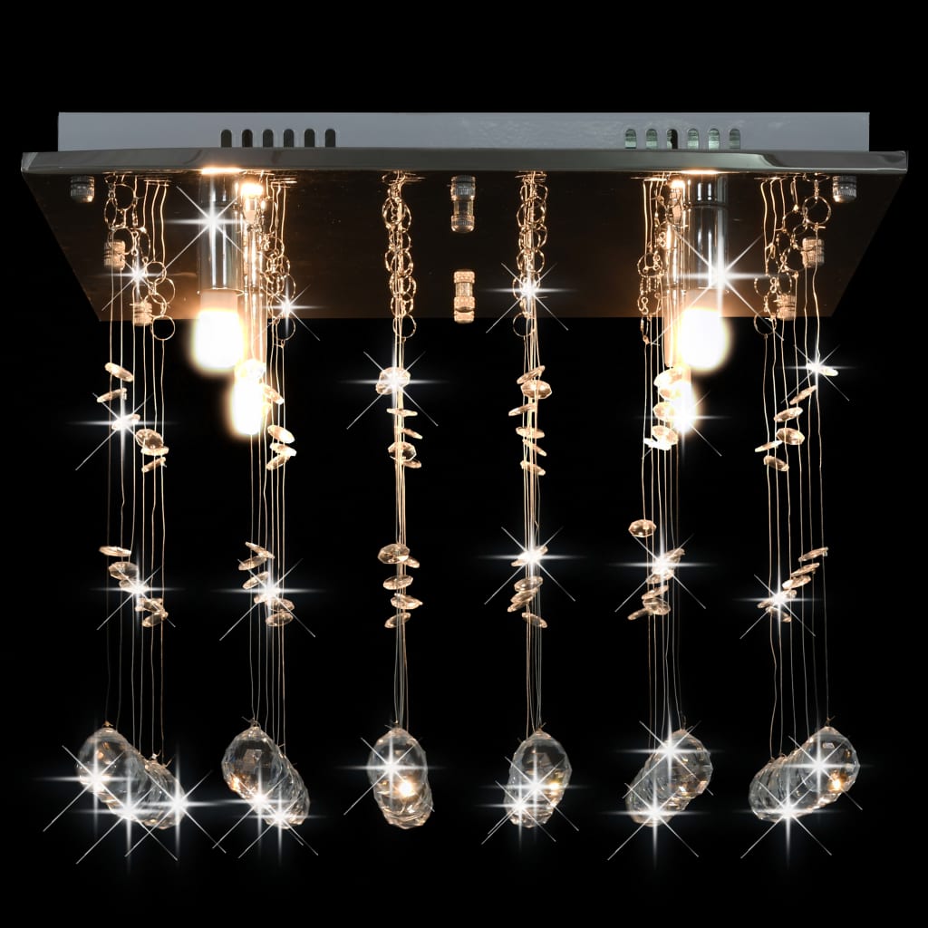 vidaXL ezüstszínű, kocka alakú mennyezeti lámpa kristálygyöngyökkel G9