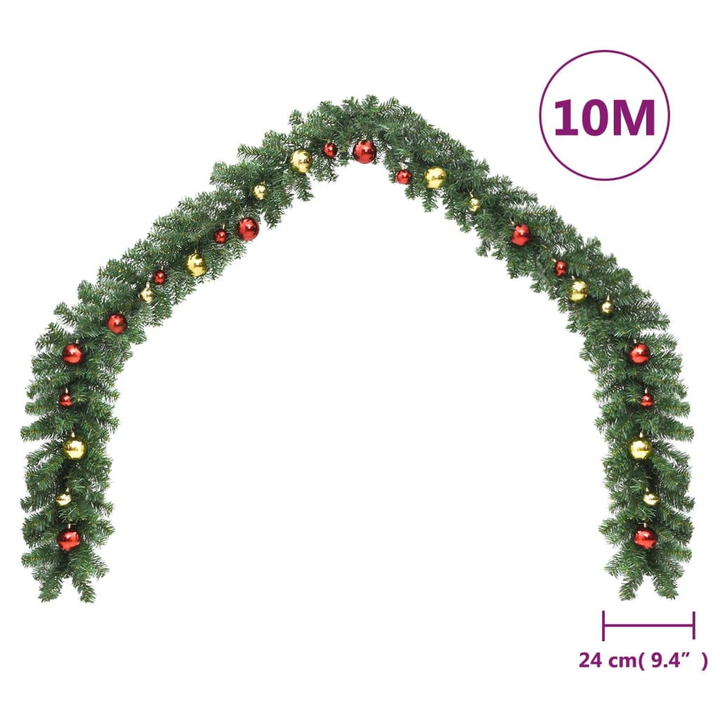 vidaXL karácsonyi füzér díszekkel 10 m