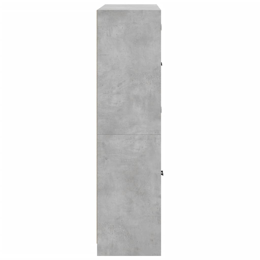 vidaXL betonszürke szerelt fa könyvespolc ajtókkal 136 x 37 x 142 cm