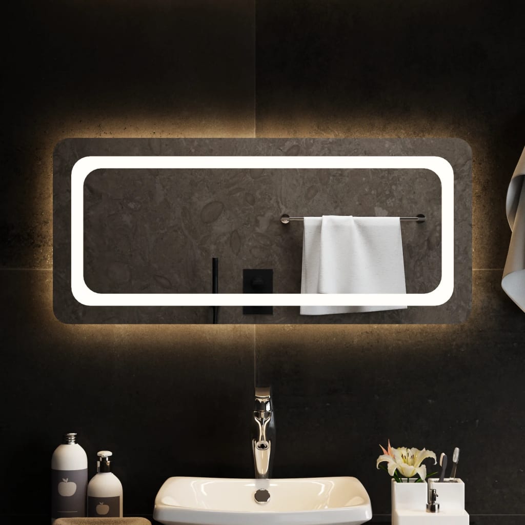 vidaXL LED-es fürdőszobatükör 90x40 cm