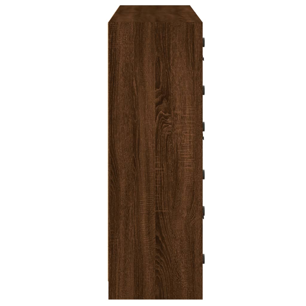 vidaXL barna tölgyszínű szerelt fa könyvespolc ajtókkal 136x37x109 cm