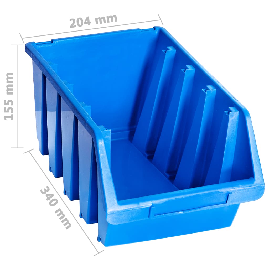 vidaXL 14 db kék műanyag egymásra rakható tárolódoboz