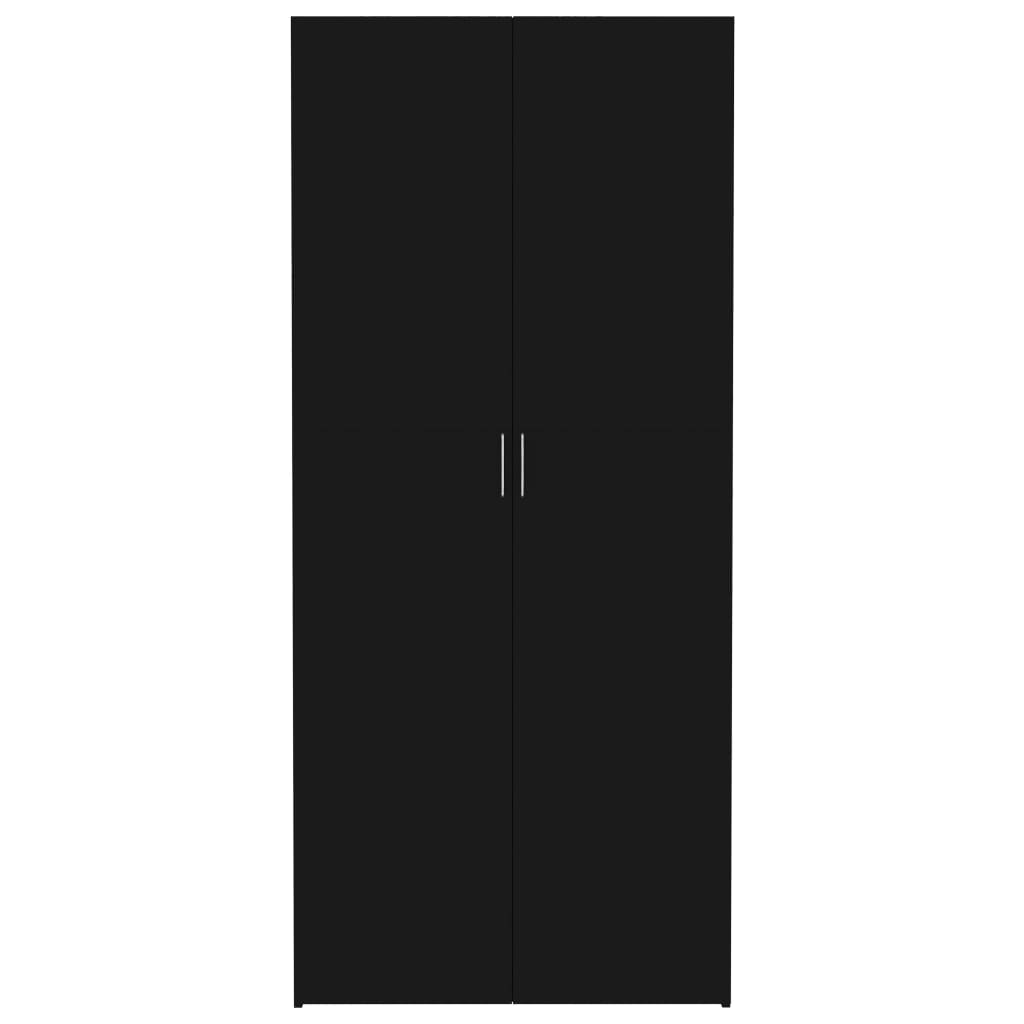 vidaXL fekete forgácslap tárolószekrény 80 x 35,5 x 180 cm
