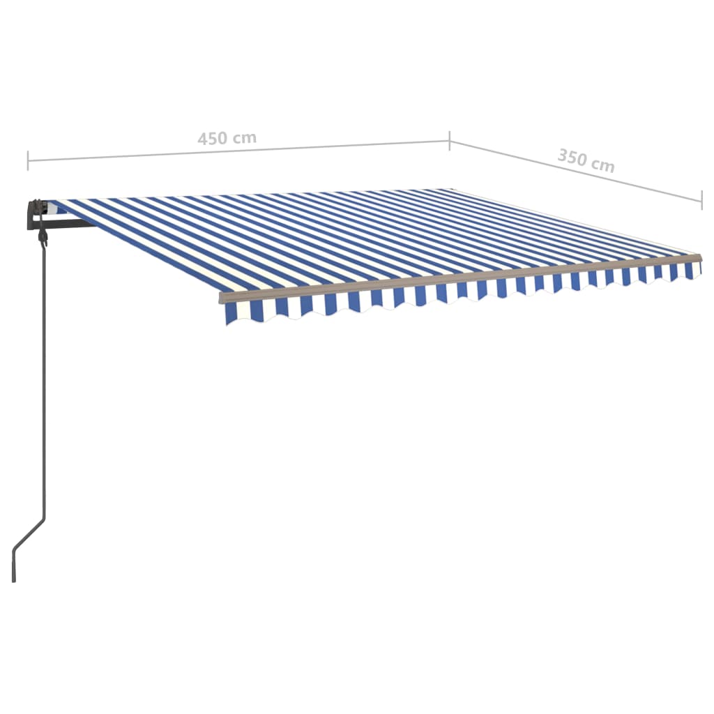 vidaXL kék és fehér automata napellenző póznákkal 4,5 x 3,5 m