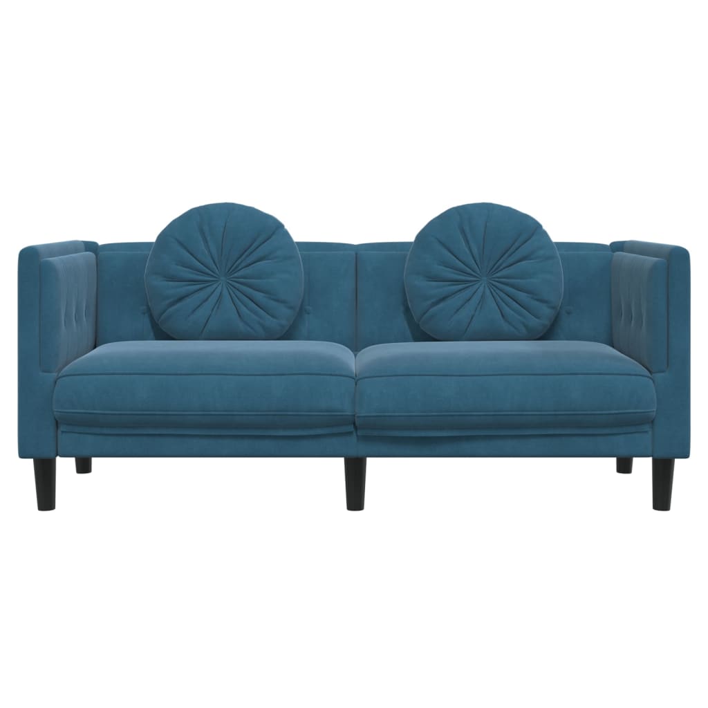 vidaXL kék bársony kétszemélyes kanapé párnákkal