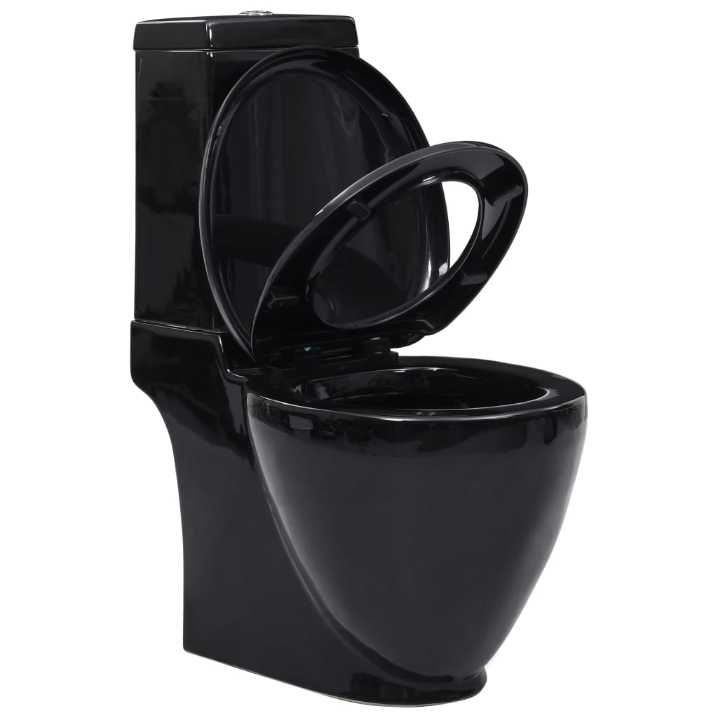 vidaXL fekete kerámia WC öblítőrendszerrel