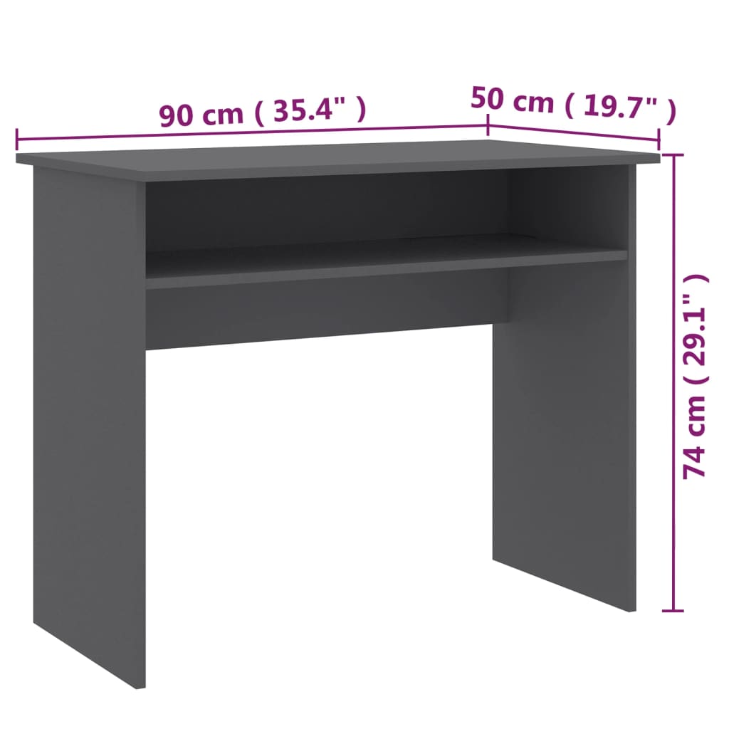 vidaXL szürke forgácslap íróasztal 90 x 50 x 74 cm