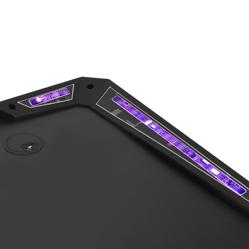 vidaXL fekete LED-es Y-lábú gamer asztal 90 x 60 x 75 cm