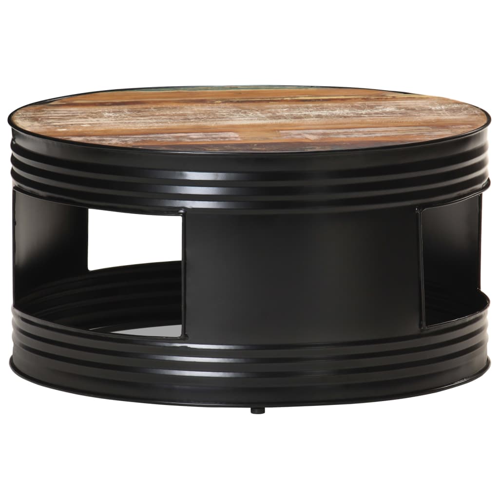 vidaXL fekete tömör újrahasznosított fa dohányzóasztal 68 x 68 x 36 cm