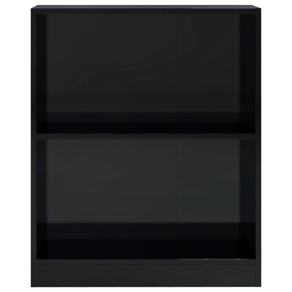 vidaXL magasfényű fekete szerelt fa könyvespolc 60 x 24 x 76 cm