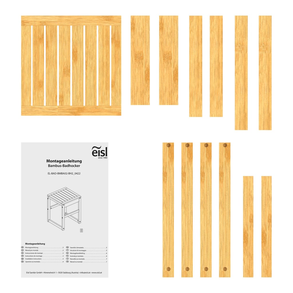 EISL bambusz fürdőszobai zsámoly 35x35x45 cm