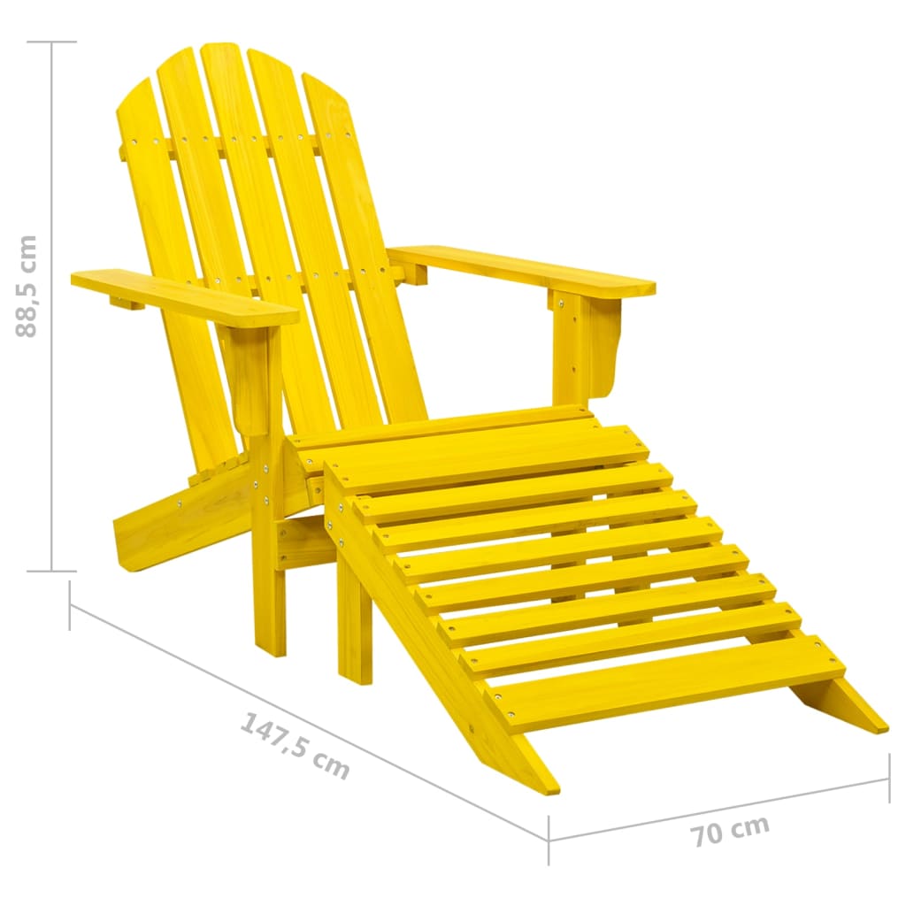 vidaXL sárga tömör fenyőfa kerti Adirondack szék zsámollyal