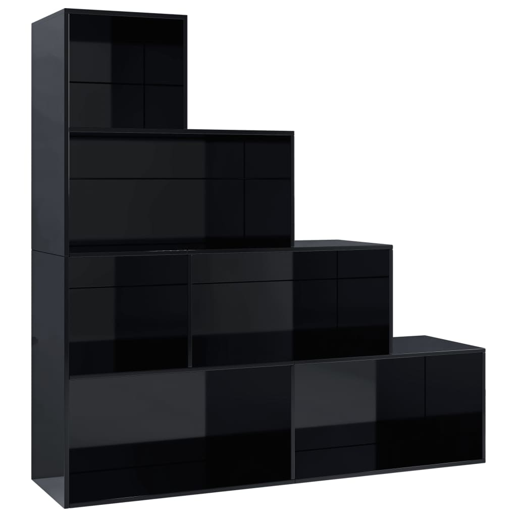 vidaXL magasfényű fekete könyvszekrény/térelválasztó 155 x 24 x 160 cm