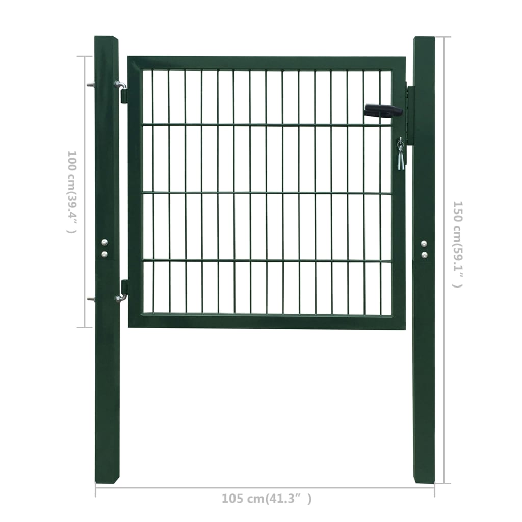 vidaXL zöld acél kerítéskapu 105 x 150 cm