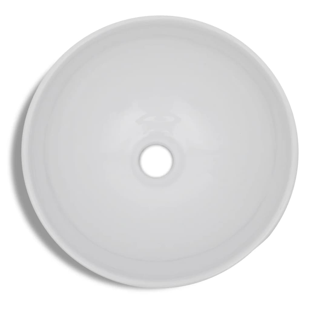vidaXL kerek fehér fürdőszobai kerámia mosdókagyló keverőcsappal