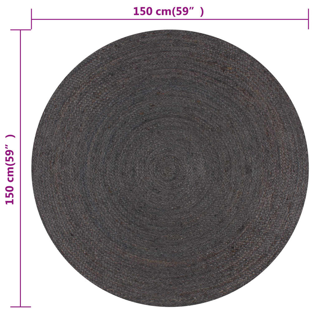 vidaXL sötétszürke kézzel font kör alakú jutaszőnyeg 150 cm