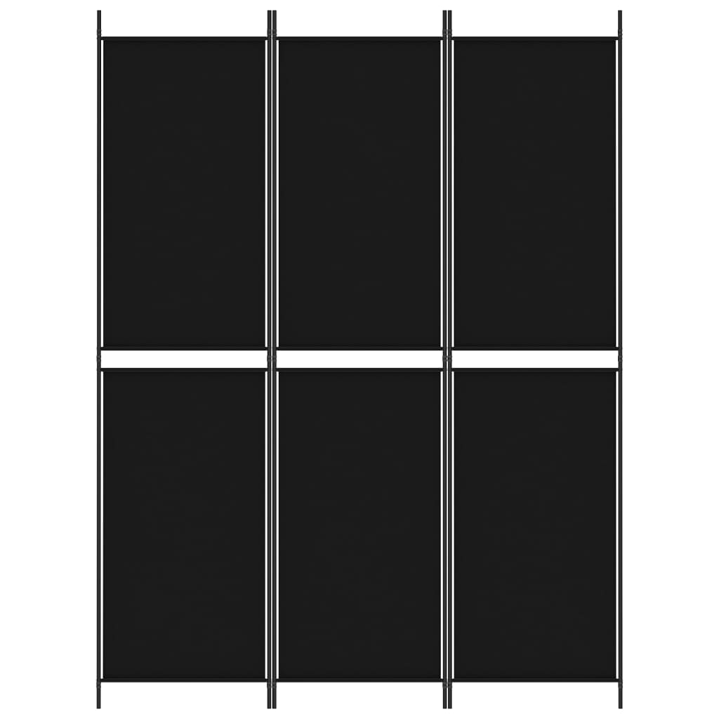 vidaXL 3 paneles fekete szövet térelválasztó 150 x 200 cm