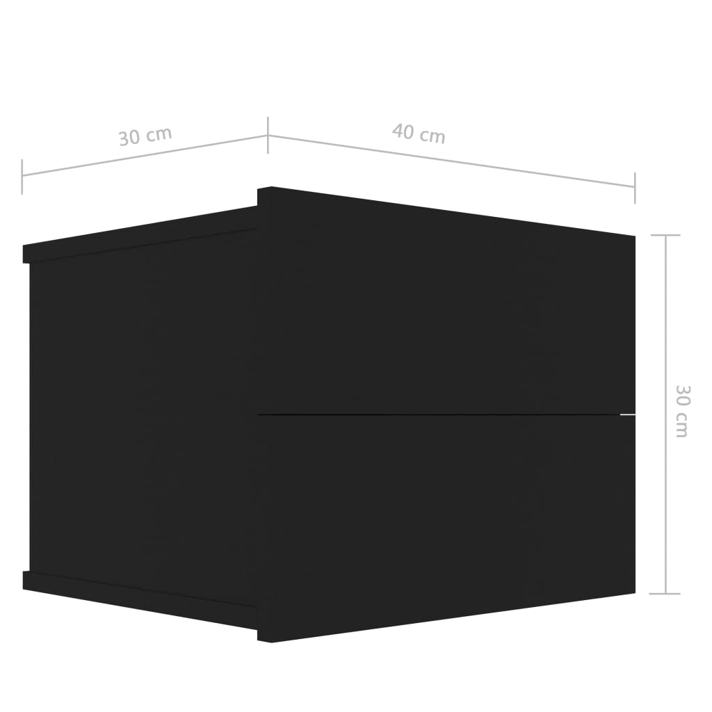 vidaXL 2 db fekete forgácslap éjjeliszekrény 40 x 30 x 30 cm