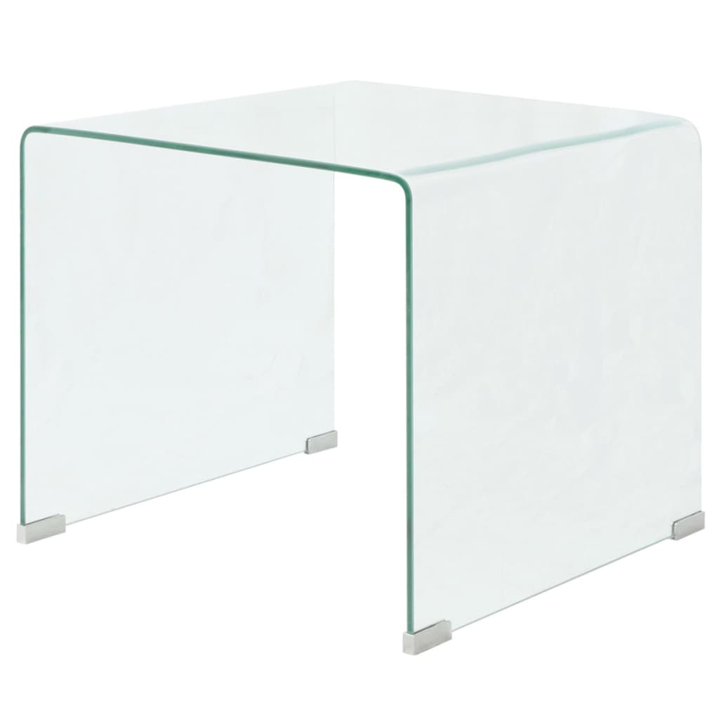 vidaXL Edzett üveg dohányzóasztal 49,5x50x45cm átlátszó