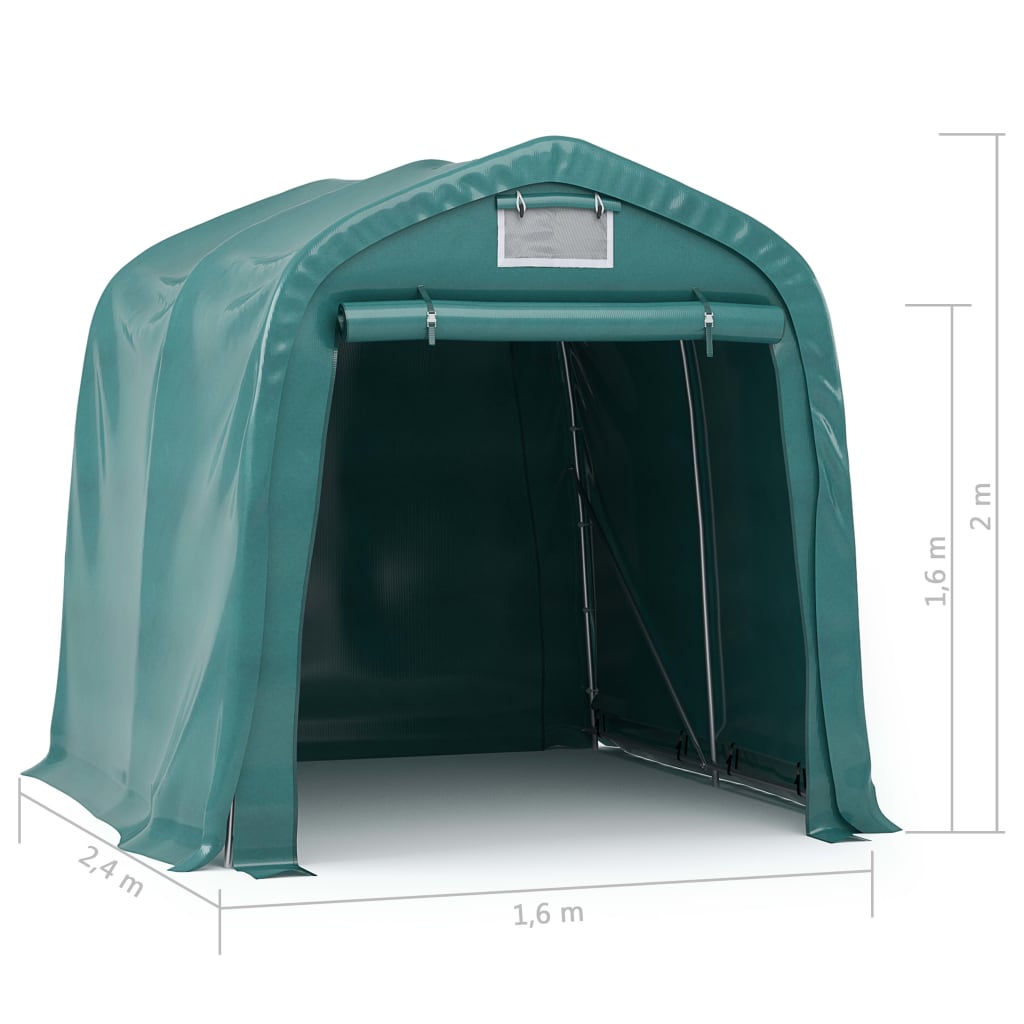 vidaXL zöld PVC sátorgarázs 1,6 x 2,4 m