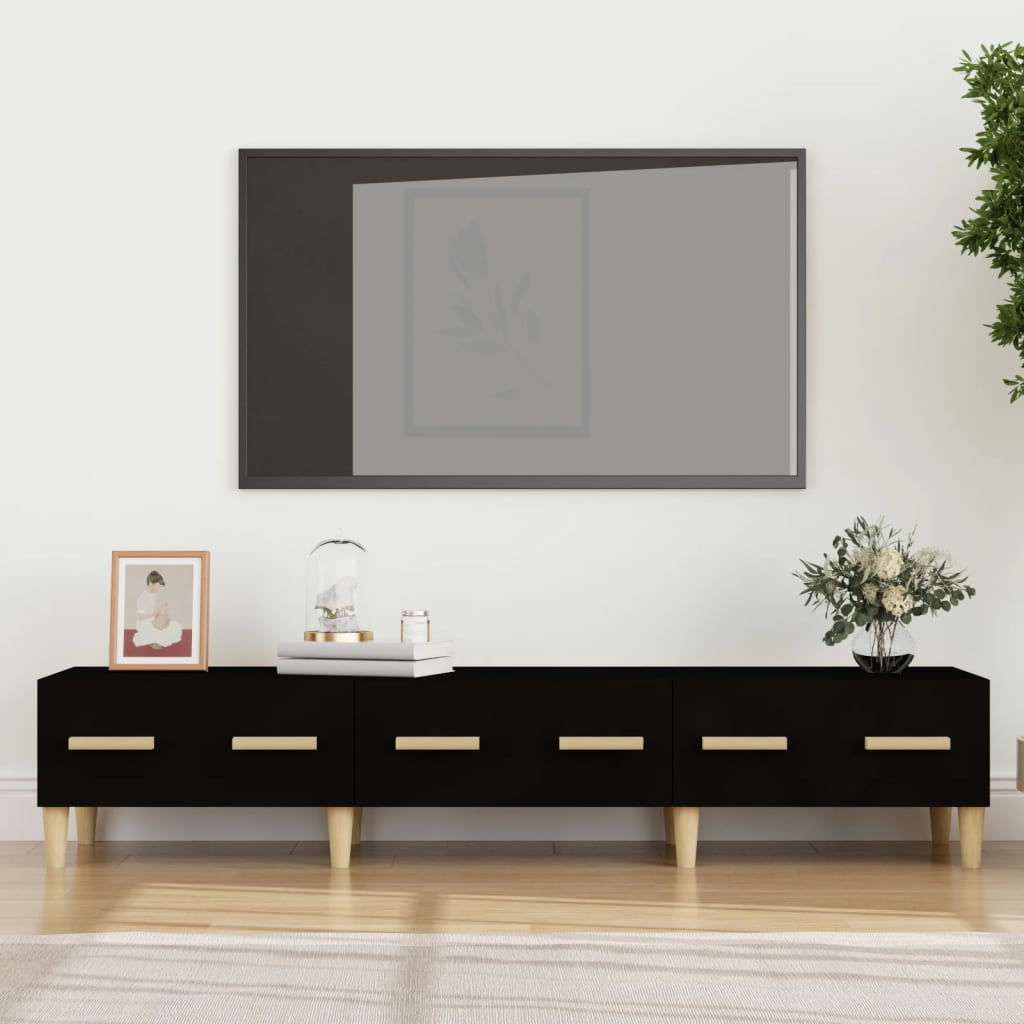 vidaXL fekete szerelt fa TV-szekrény 150 x 34,5 x 30 cm