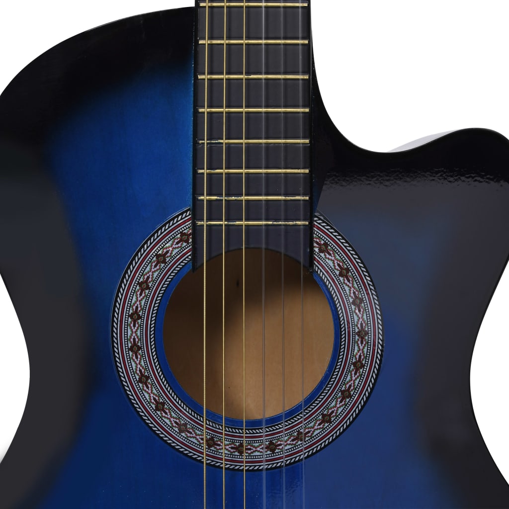 vidaXL kék árnyékos 6 húros klasszikus western cutaway gitár 38"
