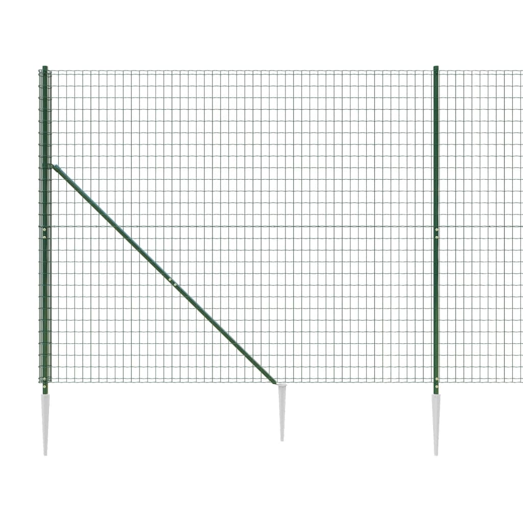 vidaXL zöld dróthálós kerítés cövekekkel 1,4x25 m