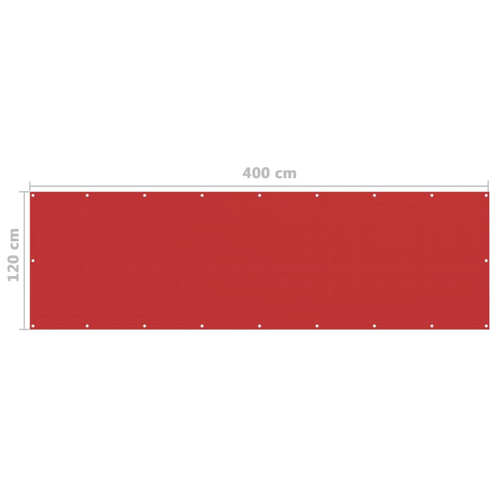 vidaXL piros HDPE erkélytakaró 120 x 400 cm