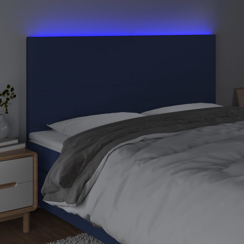 vidaXL kék szövet LED-es fejtámla 200x5x118/128 cm