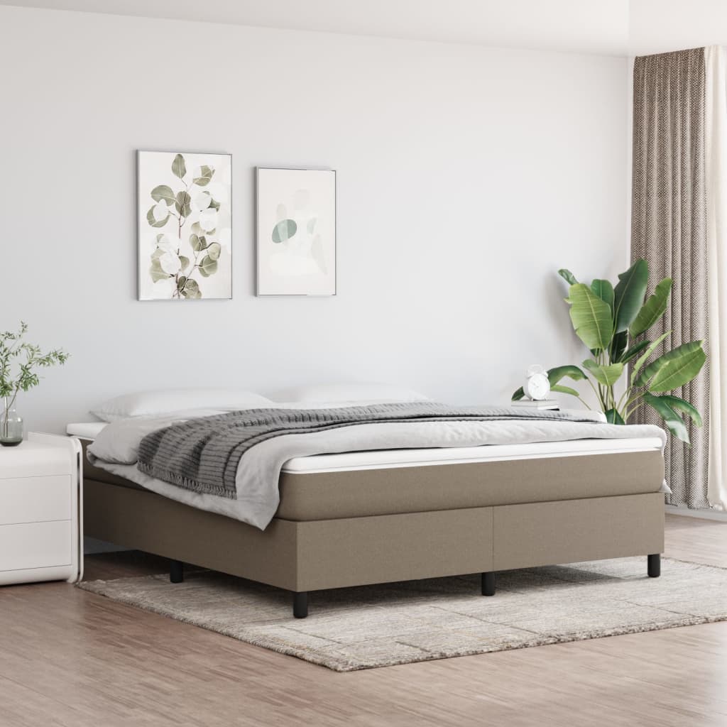vidaXL tópszínű szövet rugós ágy matraccal 180 x 200 cm