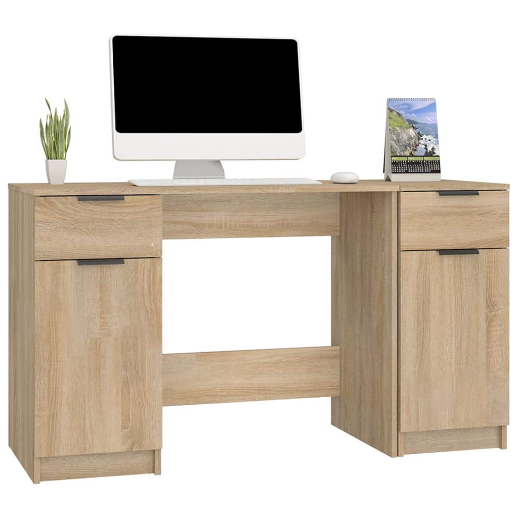 vidaXL sonoma-tölgyszínű szerelt fa íróasztal szekrénnyel