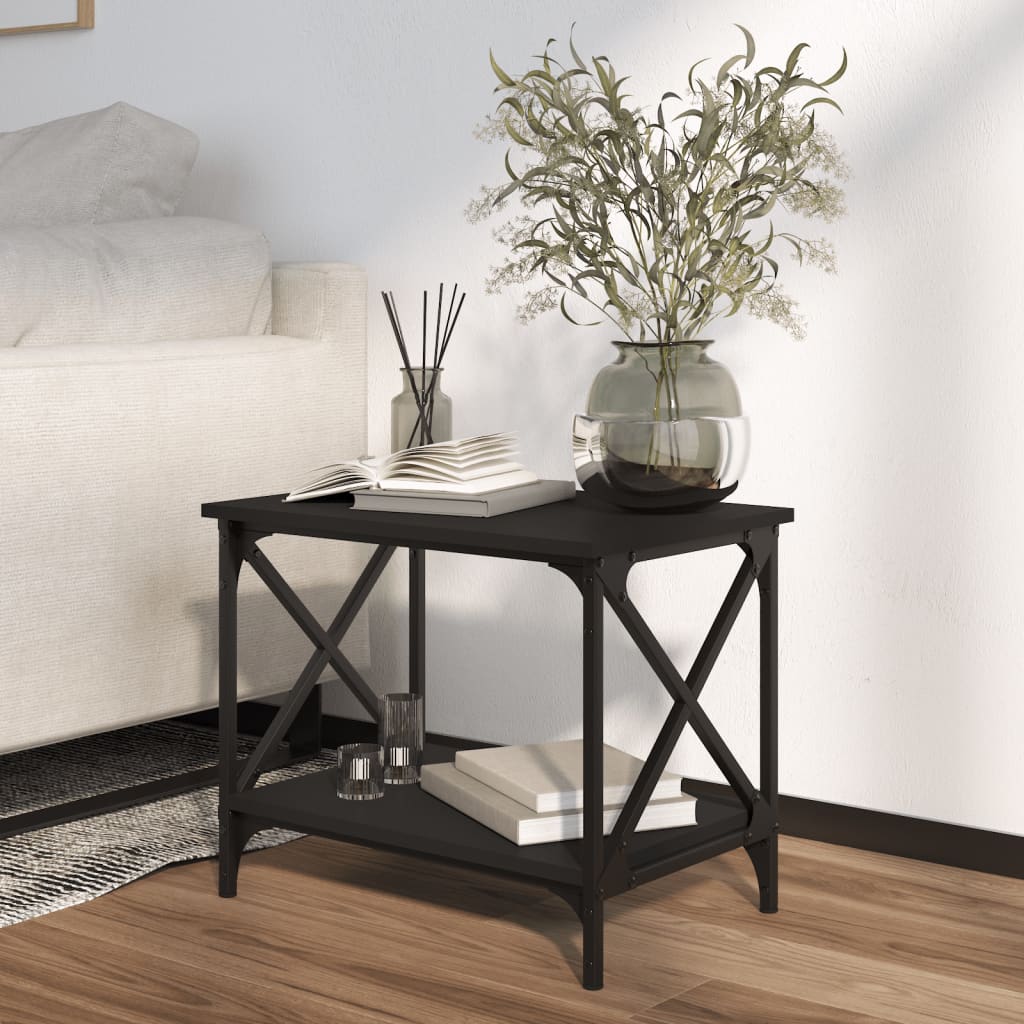 vidaXL fekete színű szerelt fa kisasztal 55 x 38 x 45 cm