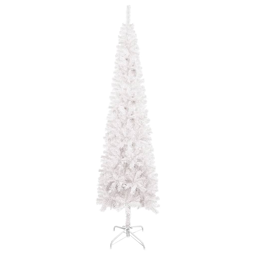 vidaXL fehér megvilágított vékony karácsonyfa gömb szettel 210 cm